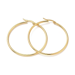 Golden Vacuum Plating 201 Stainless Steel Hoop Earrings with 304 Stainless Steel Pins for Women, Golden, 49x2mm, Pin: 0.6mm