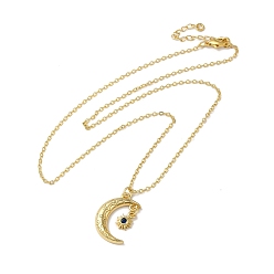 Sun Golden Brass Crescent Moon Pendant Necklace with Rhinestone, Sun, 17.60 inch(44.7cm)