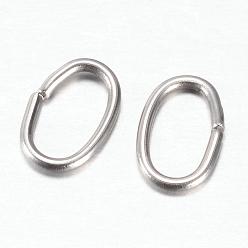 Color de Acero Inoxidable 201 conectores de enlace rápido de acero inoxidable, que une los anillos, oval, color acero inoxidable, 7x4.5x0.8 mm, agujero: 3x5 mm
