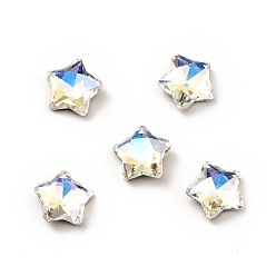 Moonlight K9 Glass Rhinestone Cabochons, Flat Back & Back Plated, Faceted, Star, Moonlight, 7x7x3mm