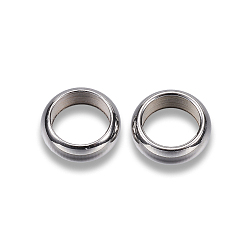 Color de Acero Inoxidable 304 de acero inoxidable perlas espaciadoras, anillo, color acero inoxidable, 7x2.5 mm, agujero: 5 mm