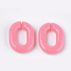 Rose Chaud Anneaux liant acrylique, connecteurs à liaison rapide, pour la fabrication de chaînes de bijoux, ovale, rose chaud, 19x14x4.5mm, trou: 11x5.5 mm, environ 680 pcs / 500 g
