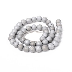 Platinum Plated Electroplate Natural Agate Round Bead Strands, Grade A, Platinum Plated, 12mm, Hole: 1mm, about 32pcs/strand, 15.3 inch