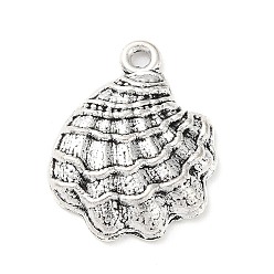 Antique Silver Tibetan Style Alloy Pendants, Shell, Antique Silver, 22.5x17.5x3.5mm, Hole: 1.8mm, about 314pcs/500g
