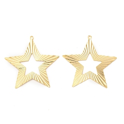 Real 24K Gold Plated Rack Plating Brass Filigree Pendants, Cadmium Free & Lead Free, Star Charm, Real 24K Gold Plated, 35x35x1mm, Hole: 1.4mm