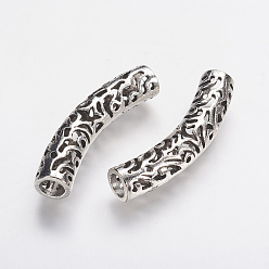 Antique Silver Tibetan Style Alloy European Beads, Hollow Tube, Antique Silver, 37.5x7.5mm, Hole: 5mm