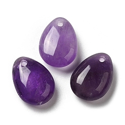 Amethyst Natural Amethyst Teardrop Charms, for Pendant Necklace Making, 14x10x6mm, Hole: 1mm