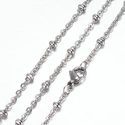 Нержавеющая Сталь Цвет 304 из нержавеющей стали кабель цепи ожерелья, с карабин-лобстерами , цвет нержавеющей стали, 19.8 дюйм (50.5 см)