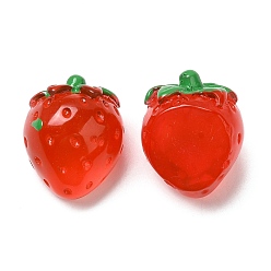 Fraise Cabochons semi-stéréoscopiques en résine transparente, fruit, fraise, 19x16x14mm