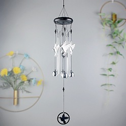 Bird Wood Hanging Wind Chime Decor, with Platinum Iron Column Pendants, for Home Hanging Ornaments, Bird, 640x95mm