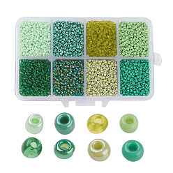 Vert 1 boîte mélangée 6/0 perles de rocaille en verre rondes perles d'espacement lâches, verte, 4mm, trou: 1 mm, environ 1900 / boîte