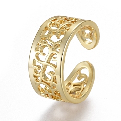 Золотой Регулируемые латунные кольца на мыске, открытые манжеты, открытые кольца, полый, золотые, размер США 3 (14 мм)