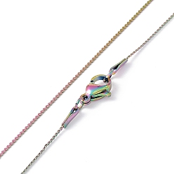 Rainbow Color Placage ionique (ip) 304 collier chaîne serpentine en acier inoxydable pour hommes femmes, couleur arc en ciel, 19.69 pouce (50 cm)