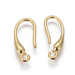 Золотой Латунные крючки для сережек, с горизонтальной петлей, золотые, 18x2.5 мм, 20 датчик, штифты : 0.8 мм, отверстие : 1.4 мм