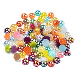 Mixed Color Electroplate Acrylic Cabochons, Half Round, Mixed Color, 6x3mm