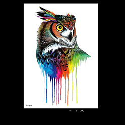 Coloré Autocollants en papier de tatouages imperméables temporaires amovibles à motif de hibou, colorées, 21x14.8 cm