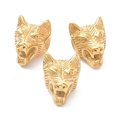 Golden Ion Plating(IP) 304 Stainless Steel Beads, Wolf Head, Golden, 14x11.5x11.5mm, Hole: 1.6mm