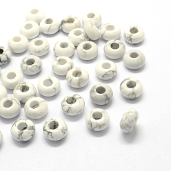 Howlite Howlite naturel européen grand trou perles, rondelle, 13~14x7~8mm, Trou: 5mm