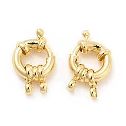 Real 18K Gold Plated Brass Spring Ring Clasps, Real 18K Gold Plated, 22x13.5x5mm, Hole: 2.7mm