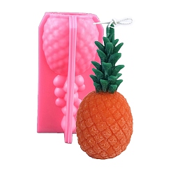 Hot Pink 3D Pineapple DIY Silicone Candle Molds, Aromatherapy Candle Moulds, Scented Candle Making Molds, Hot Pink, 7.7x7.8x15.2cm