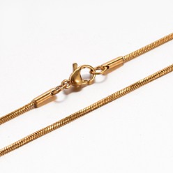 Золотой 304 из нержавеющей стали цепи змея ожерелья, с застежкой омар коготь, золотые, 17.7 дюйм (45 см), 0.9 мм