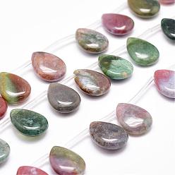 Indian Agate Natural Indian Agate Beads Strands, Top Drilled Beads, Flat Teardrop, 20x15x6mm, Hole: 1.2mm, about 20pcs/strand