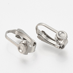 Stainless Steel Color 304 Stainless Steel Clip-on Earring Settings, Stainless Steel Color, Tray: 2mm, 16x10mm