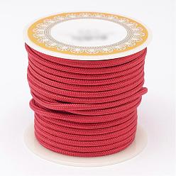 Rouge Câblés en polyester tressé, ronde, rouge, 3mm, environ 8.74 yards (8m)/rouleau