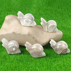 Crazy Agate Natural White Crazy Agate Carved Healing Snail Figurines, Reiki Energy Stone Display Decorations, 18x24~28x14mm