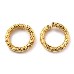 Real 24K Gold Plated 304 Stainless Steel Open Jump Rings, Textured Ring, Real 24K Gold Plated, 7 Gauge, 12x2mm, Inner Diameter: 8mm