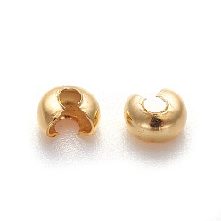 Golden Iron Crimp Beads Covers, Cadmium Free & Lead Free, Golden Color, Size: About 4mm In Diameter, Hole: 1.5~1.8mm
