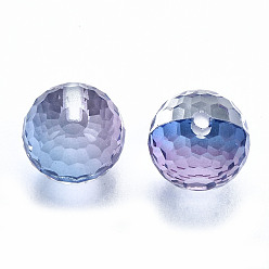 Light Steel Blue K9 Glass Beads, Faceted, Half Drilled, Round, Light Steel Blue, 1/4 inch(8mm), Half Hole: 1mm