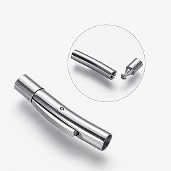 Stainless Steel Color 304 Stainless Steel Bayonet Clasps, Tube, Stainless Steel Color, 22.5x4x5mm, Hole: 3mm