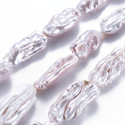 Lavender Blush Natural Keshi Pearl Beads Strands, Cultured Freshwater Pearl, Nuggets, Lavender Blush, 20~34x12~18x6~12mm, Hole: 0.6mm, about 13~14pcs/strand, 14.96~15.35 inch(38~39cm)