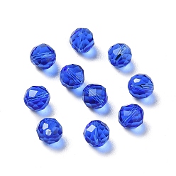 Bleu Moyen  Verre imitation perles de cristal autrichien, facette, ronde, bleu moyen, 6mm, Trou: 1mm