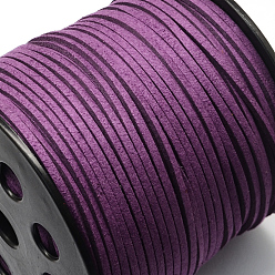 Púrpura Cordón de gamuza sintética ecológico, encaje de imitación de gamuza, púrpura, 3.0x1.4 mm, aproximadamente 98.42 yardas (90 m) / rollo