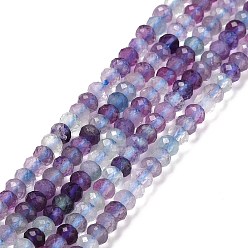 Fluorite Natural Fluorite Beads Strands, Faceted, Rondelle, 3x2mm, Hole: 0.5mm, about 175pcs/strand, 15.16 inch(38.5cm)
