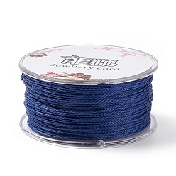Marine Blue Round Waxed Polyester Cord, Twisted Cord, Marine Blue, 1mm, about 49.21 Yards(45m)/Roll