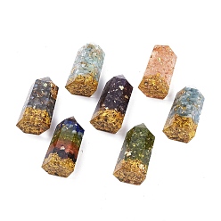 Mixed Stone Orgone Obelisk Jumbo, Resin Pointed Home Display Decoration, Healing Stone Wands, for Reiki Chakra Meditation Therapy Decos, with Natural Gemstone Inside, Irregular Hexagonal Prisms, 51x27.5x19.5mm