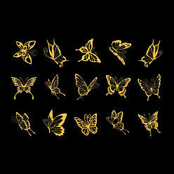 Papillon 45 pcs 15 motifs pvc autocollants décoratifs imperméables, décalcomanies autocollantes à chaud, le modèle de papillon, 80x50mm, 3 motifs/pièces