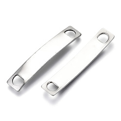 Stainless Steel Color 201 Stainless Steel Links Connectors, Stamping Blank Tag, Rectangle, Stainless Steel Color, 39x7x4mm, Hole: 4x4mm