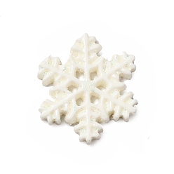 Blanc Noël cabochons de résine à thème, flocon de neige, blanc, 21x19x3mm