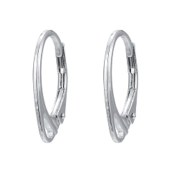 Platinum Rhodium Plated 925 Sterling Silver Leverback Earrings, with 925 Stamp, Platinum, 17x11x2mm, Hole: 1x3mm, Pin: 1mm