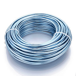 Bleu Acier Clair Fil d'aluminium rond, fil d'artisanat en métal pliable, pour la fabrication artisanale de bijoux bricolage, bleu acier clair, Jauge 9, 3.0mm, 25m/500g(82 pieds/500g)