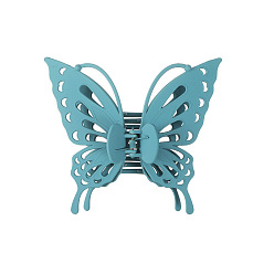 Turquoise Pinces à cheveux à grandes griffes en plastique en forme de papillon creux, accessoires de cheveux pour femme fille, turquoise, 130x145mm