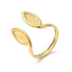 Real 18K Gold Plated Ion Plating(IP) 304 Stainless Steel Cuff Finger Rings, Rabbit Ear Open Rings for Women, Real 18K Gold Plated, US Size 8 1/2(18.5mm)