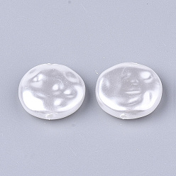 Creamy White Eco-Friendly ABS Plastic Imitation Pearl Beads, High Luster, Flat Round, Creamy White, 16x5mm, Hole: 1mm