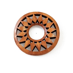 Terre De Sienne Pendentifs en bois, pour la fabrication de bijoux de boucles d'oreilles, beignet avec fleur, Sienna, 35mm