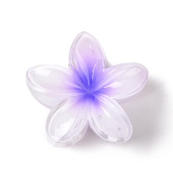 Violet Plastique de pinces à cheveux griffes, avec les accessoires en fer, pour femme filles, fleur, violette, 74x79x45mm