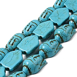 Turquoise Synthetic Turquoise Beads Strands, Dyed, Buddha, Turquoise, 29x20x13mm, Hole: 1mm, about 90pcs/1000g